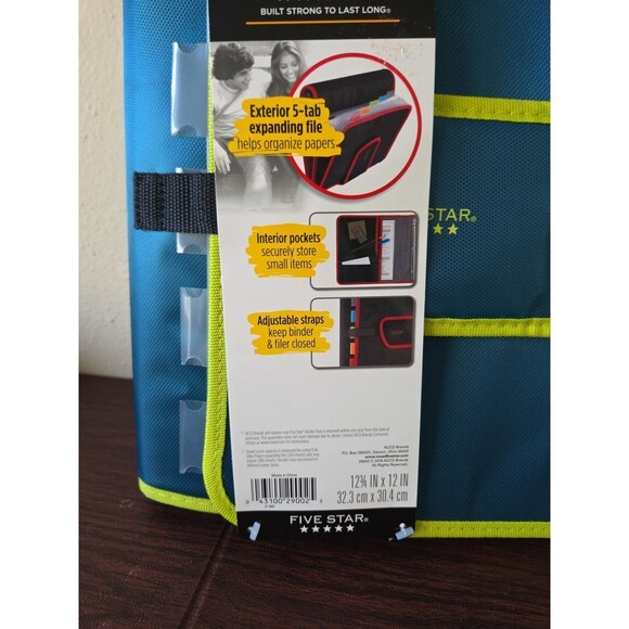 Mead Five Star 2" Binder 580 Sheet Capacity Exterior 5 tab Expanding File Green - Picture 2 of 9